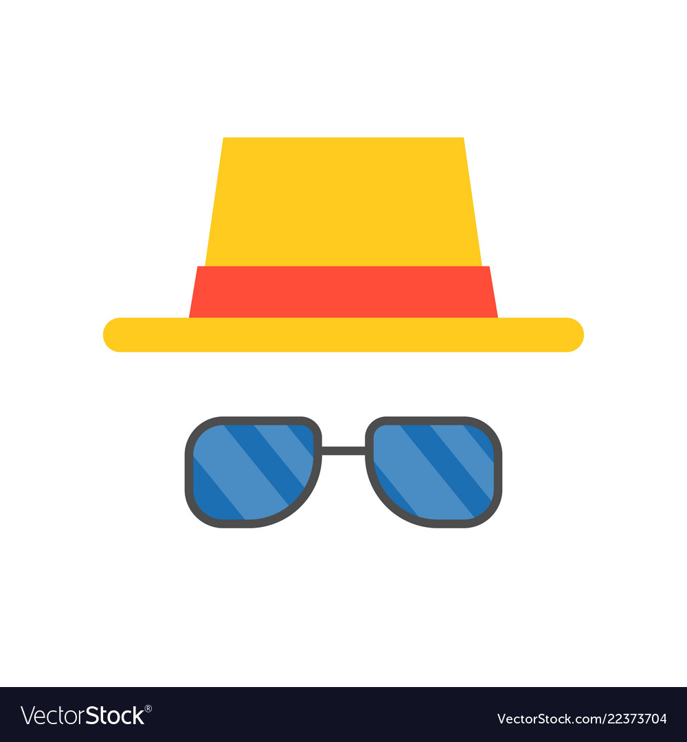 Beach hat and sunglasses summer related flat icon