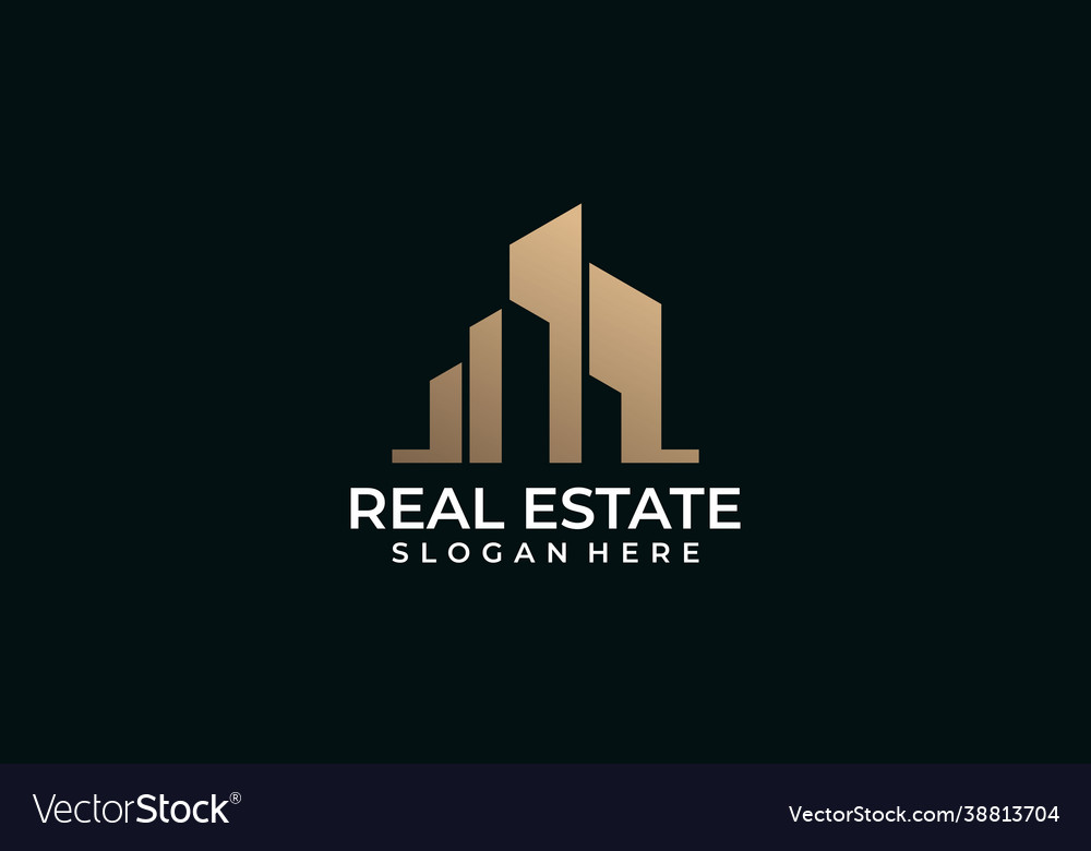 Gold modern luxury real estate logo design Vector Image