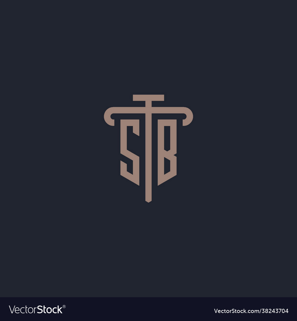 Sb initial logo monogram with pillar icon design