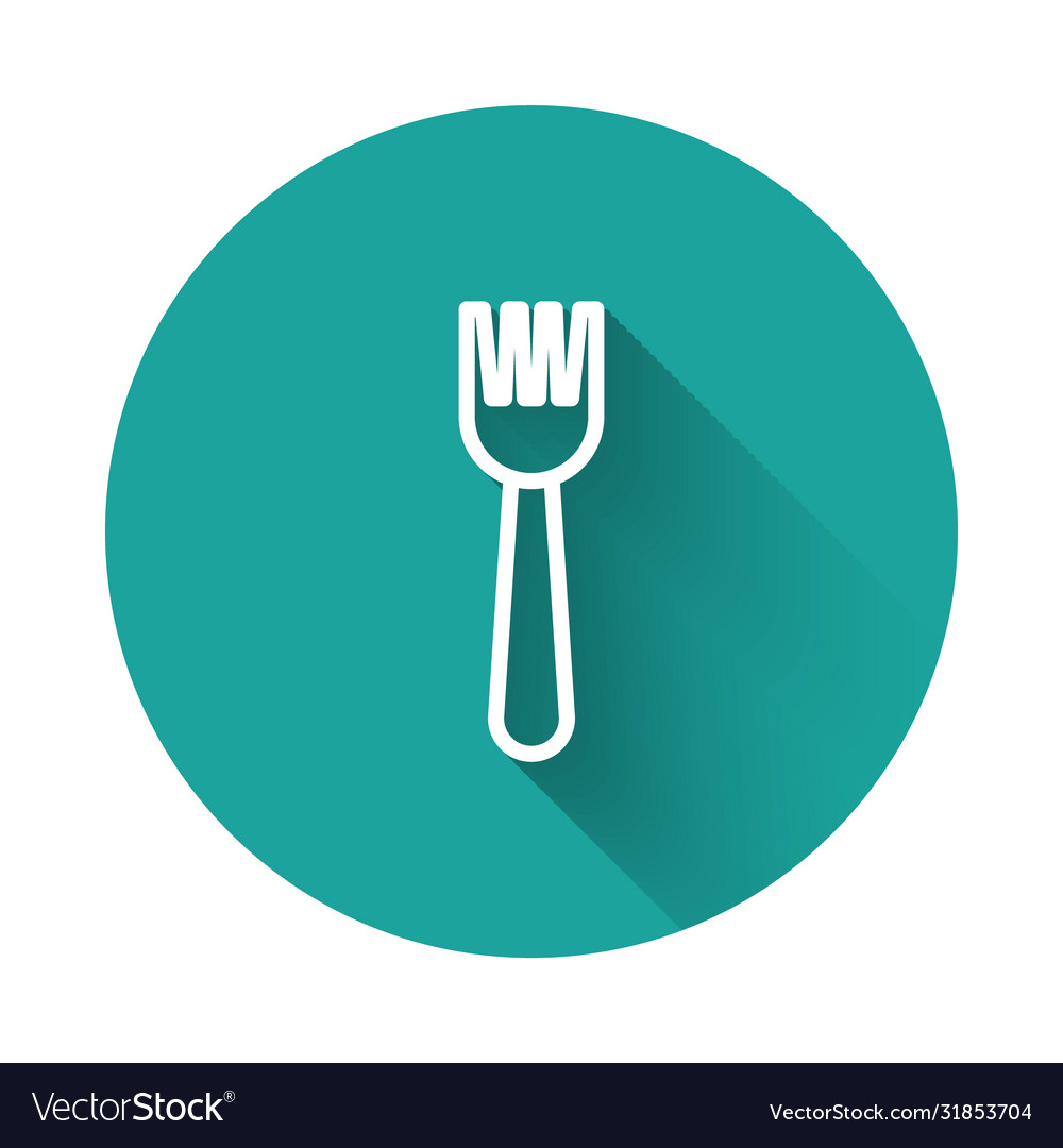 White line disposable plastic fork icon isolated Vector Image