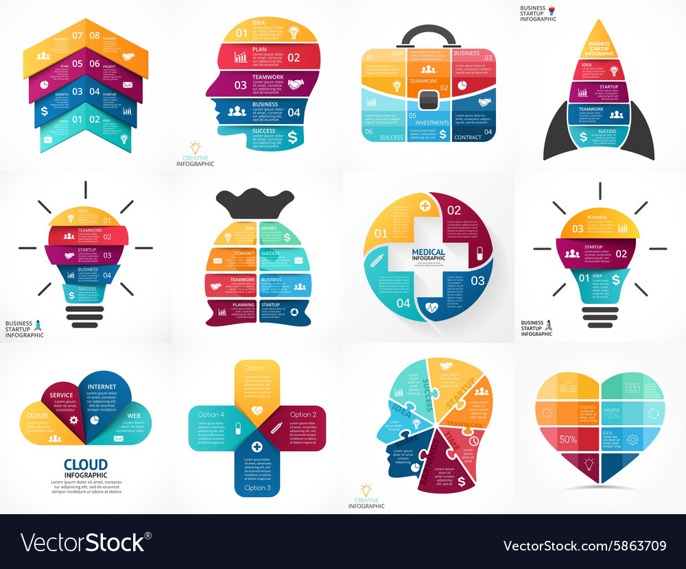 Creative Arrows Infographics Diagrams Royalty Free Vector