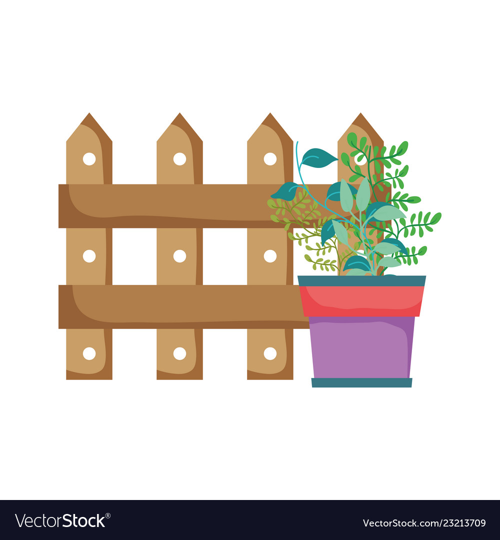 Cute floral houseplant with fence