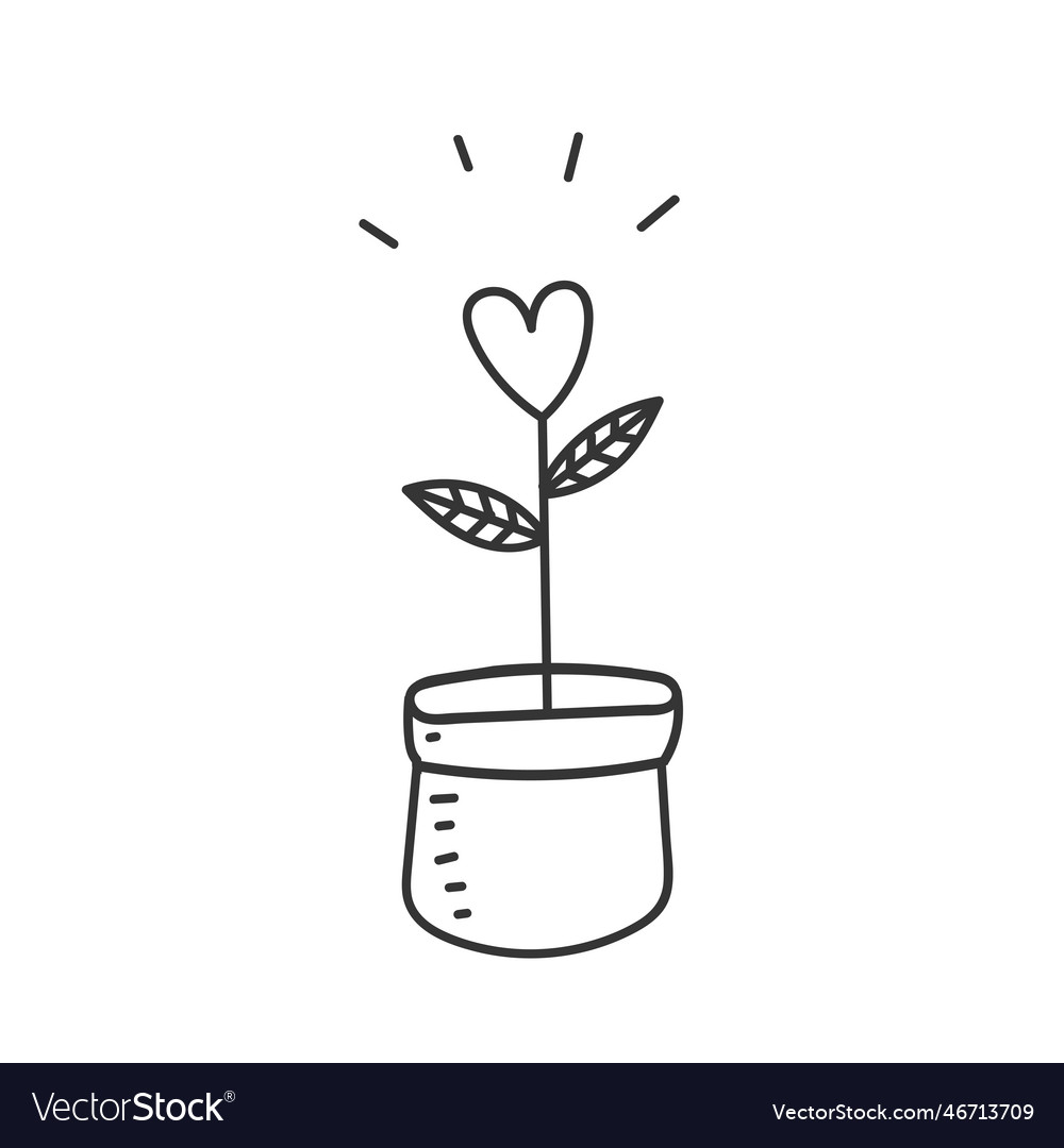 Hand drawn doodle hands holding houseplant Vector Image