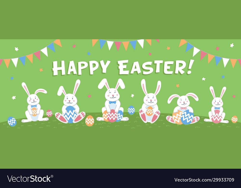 Happy easter horizontal banner or cover