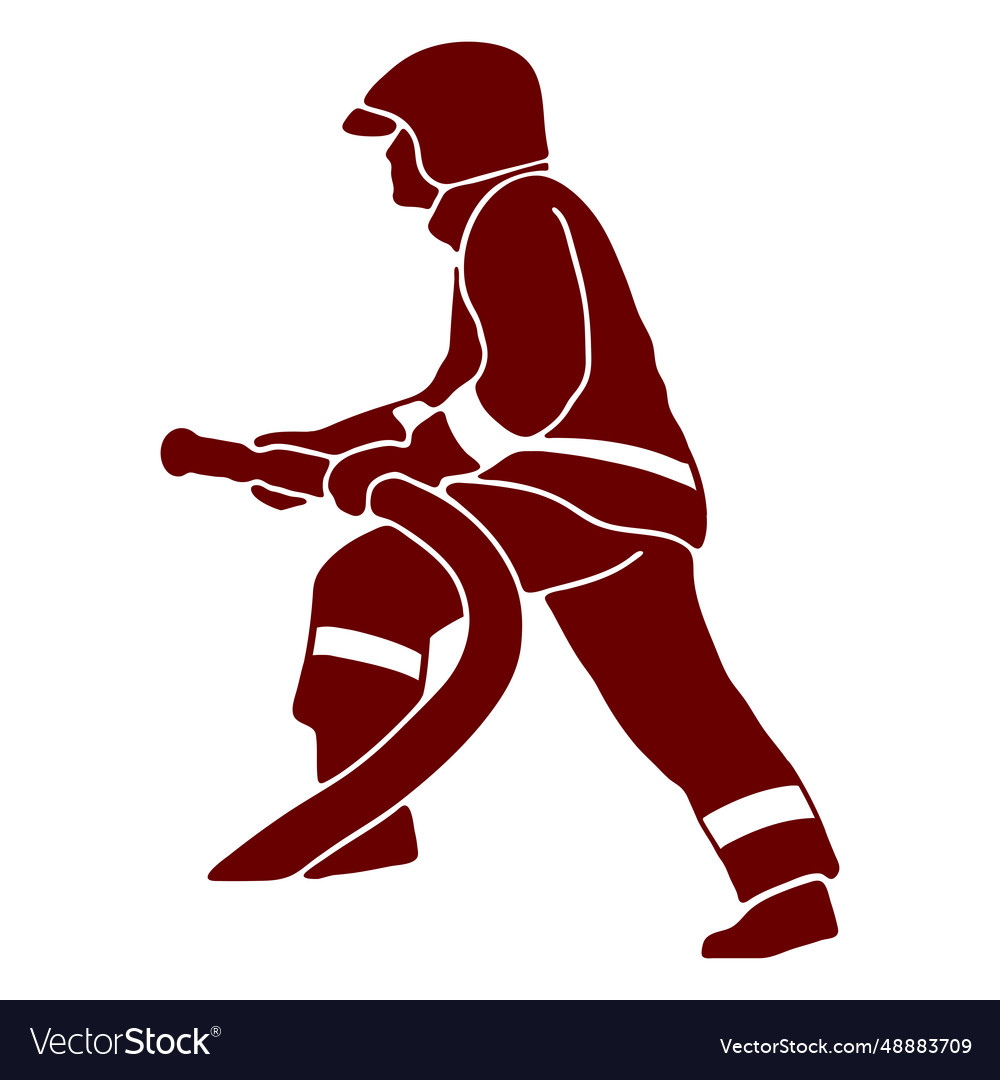 Hose Profile Firefighter Silhouette Royalty Free Vector