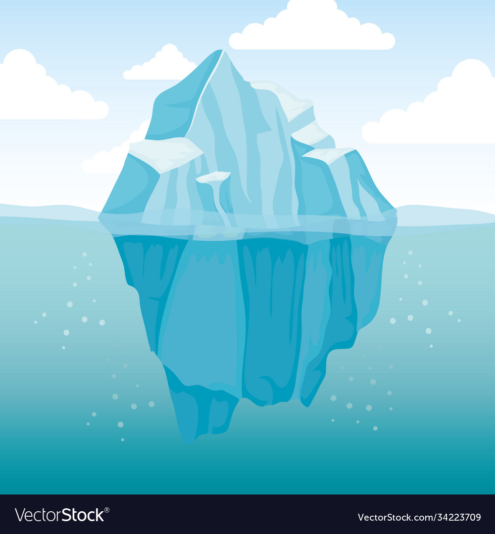 Iceberg block arctic scene landscape Royalty Free Vector