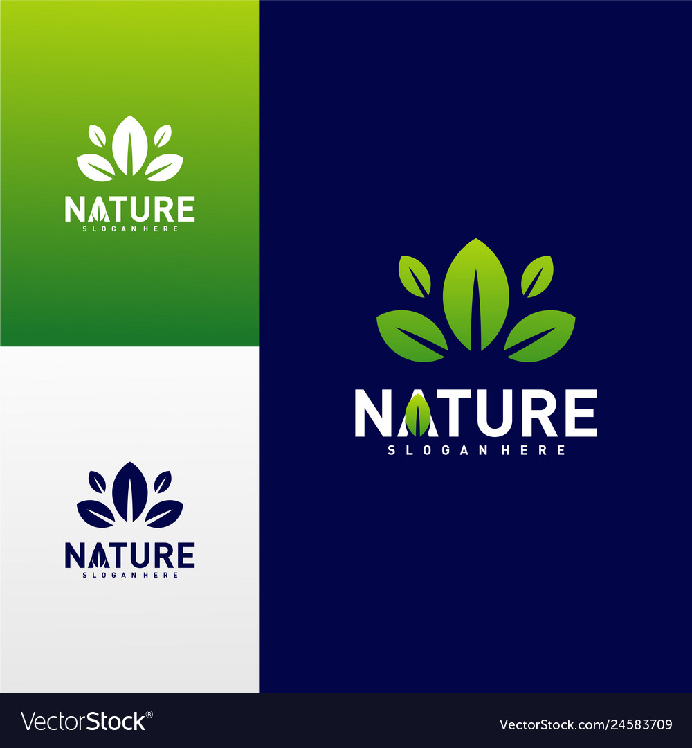 Nature leaf green logo design concepts