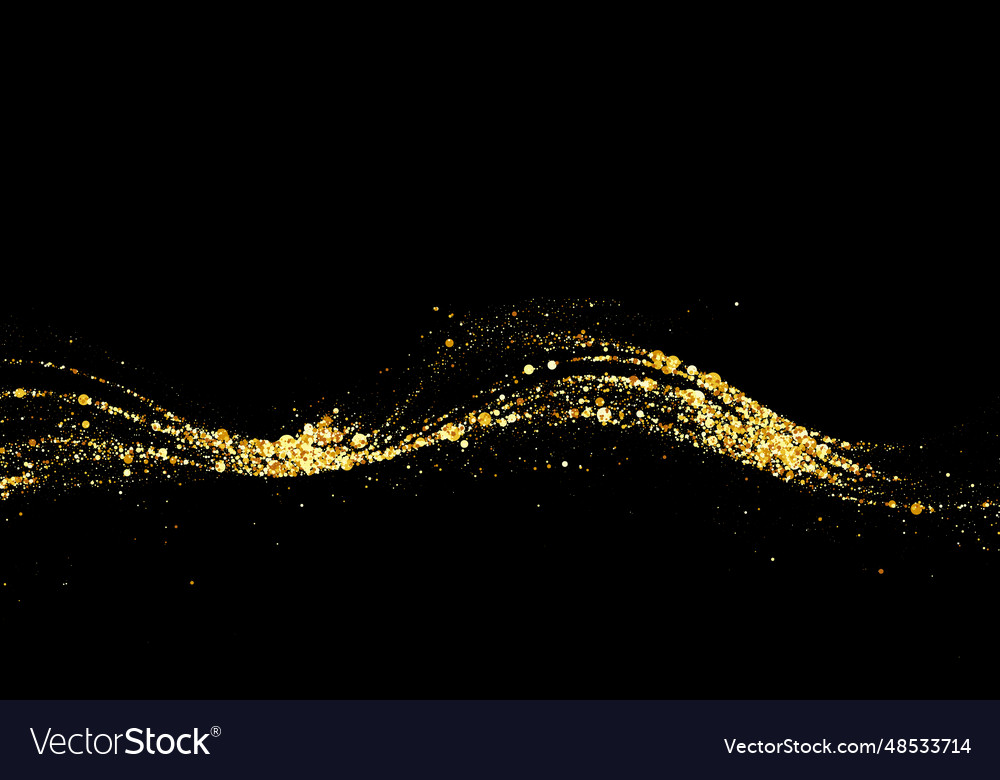 Abstract wave gold glitter texture on black Vector Image