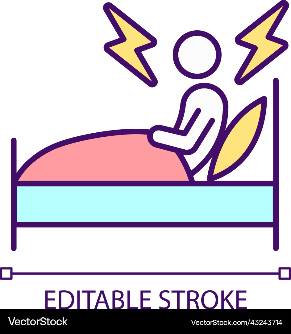 Anxiety and insomnia problem rgb color icon Vector Image