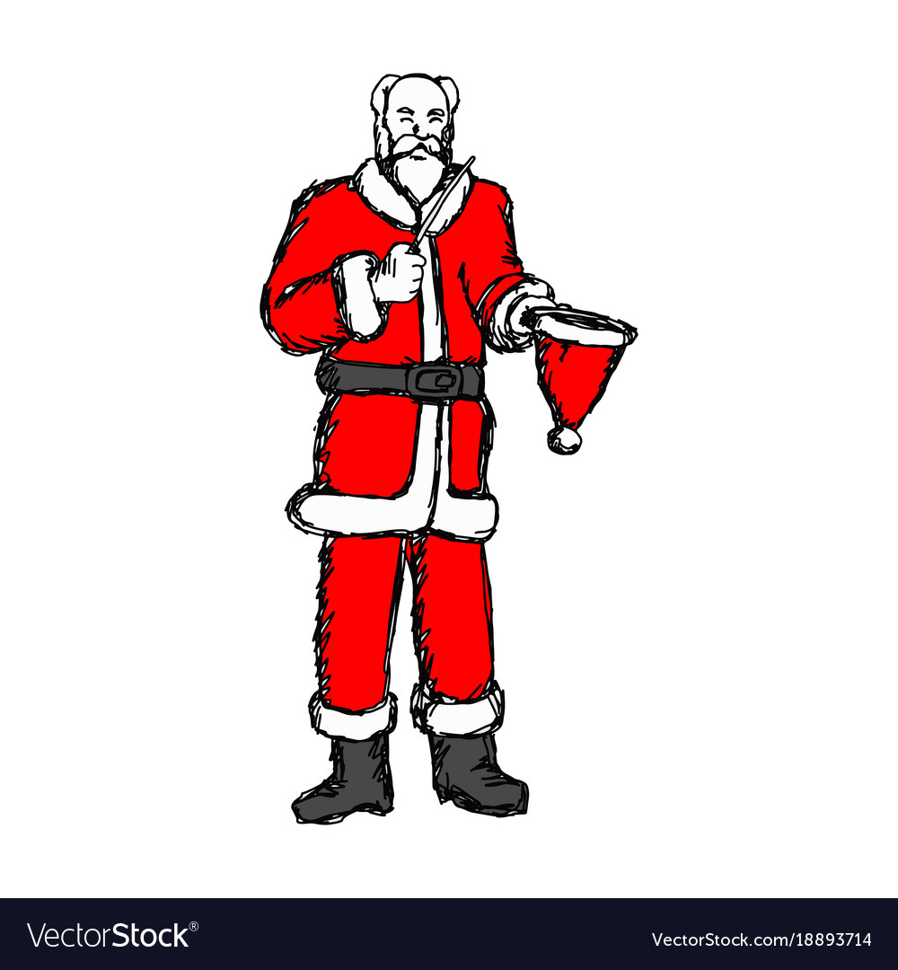 Bald magician santa claus with magic wand Vector Image