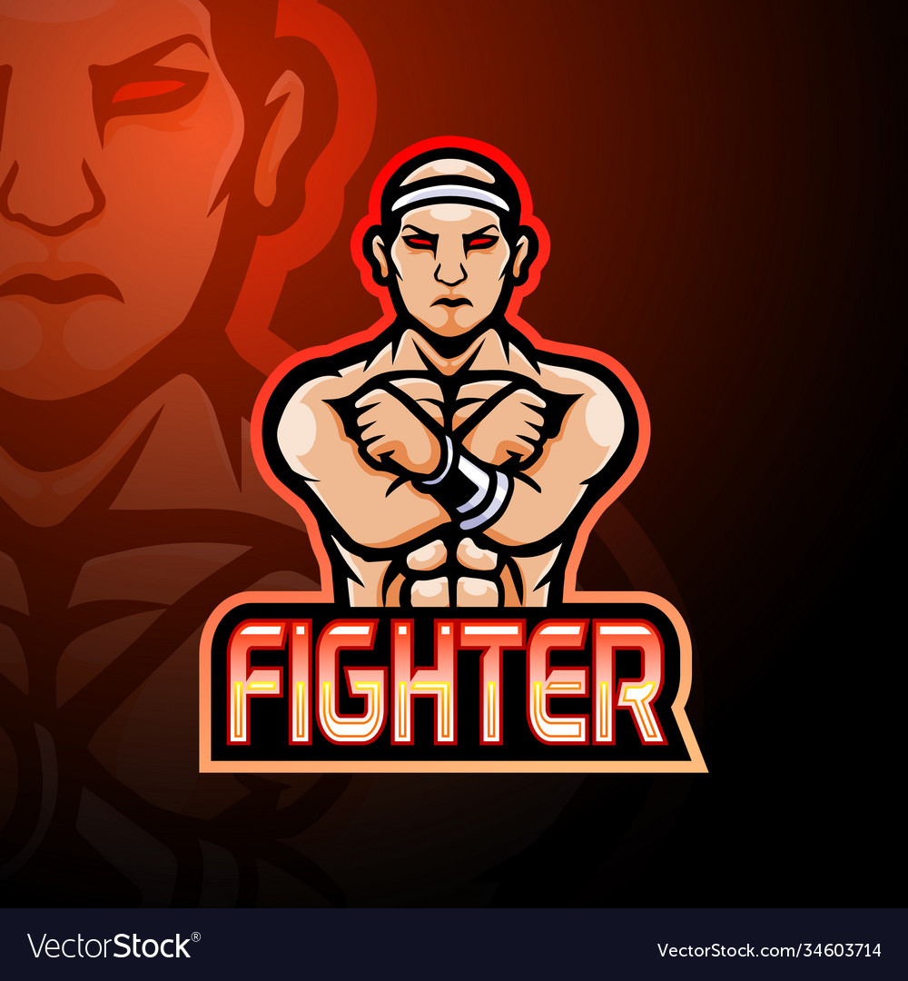 Fighter esport logo mascot design Royalty Free Vector Image