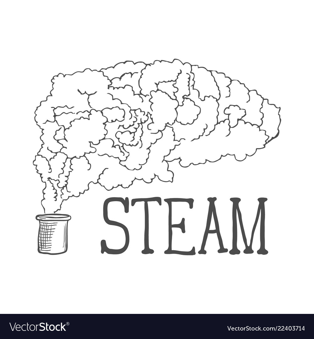 Hand drawn steam on white background vector image Hand drawn steam on white background