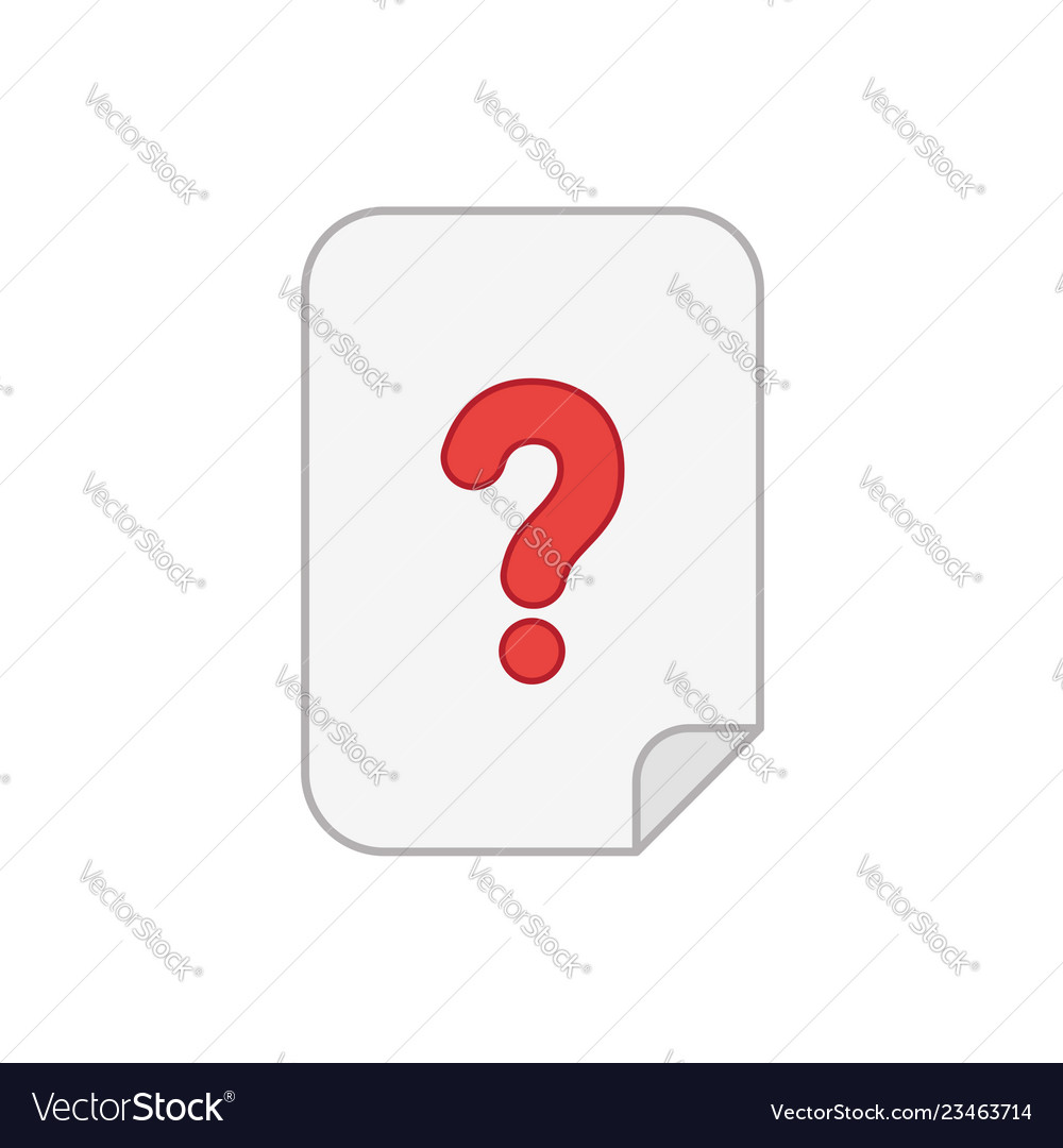 Icon concept of paper with question mark colored