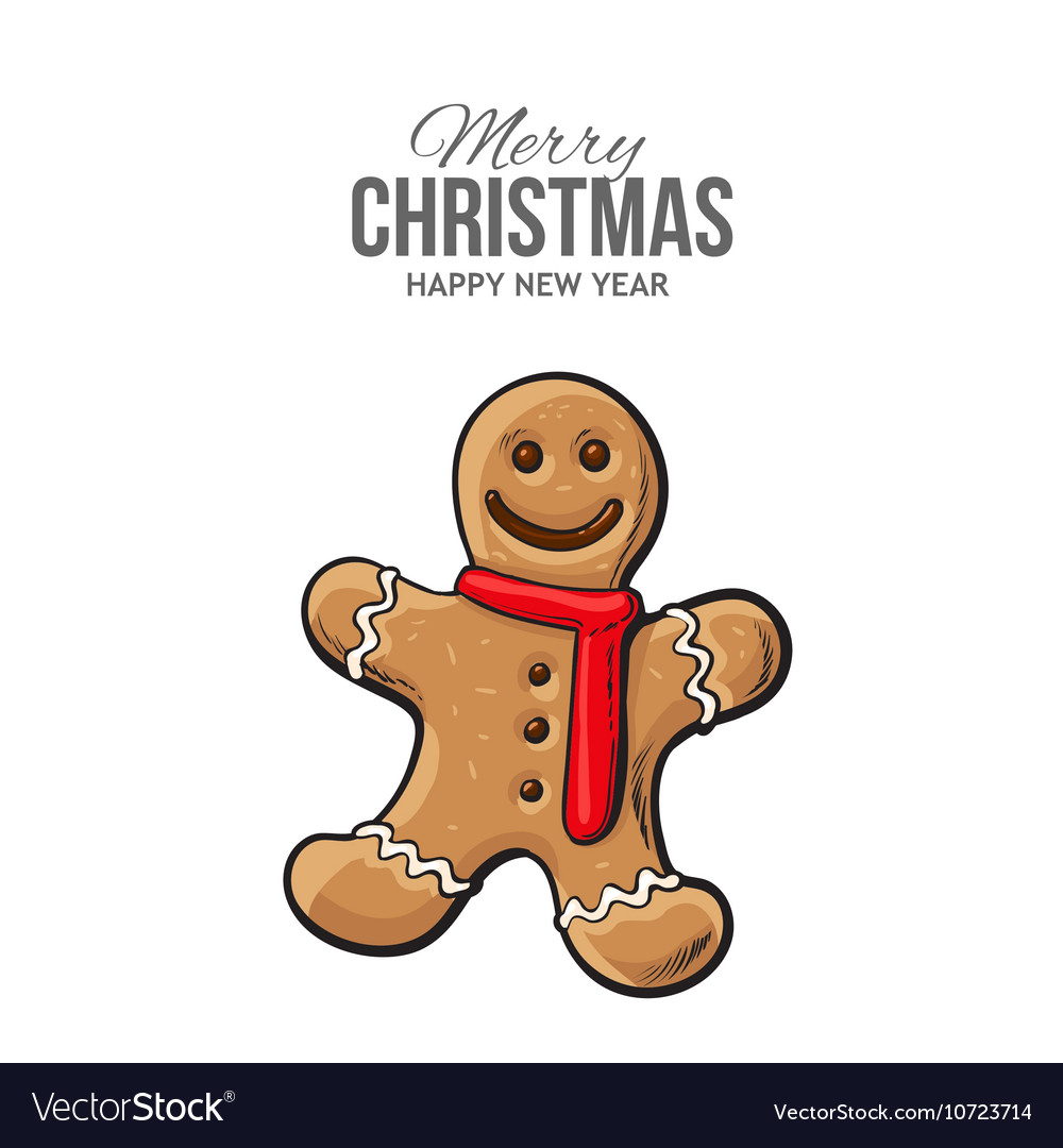 Traditional gingerbread christmas greeting card