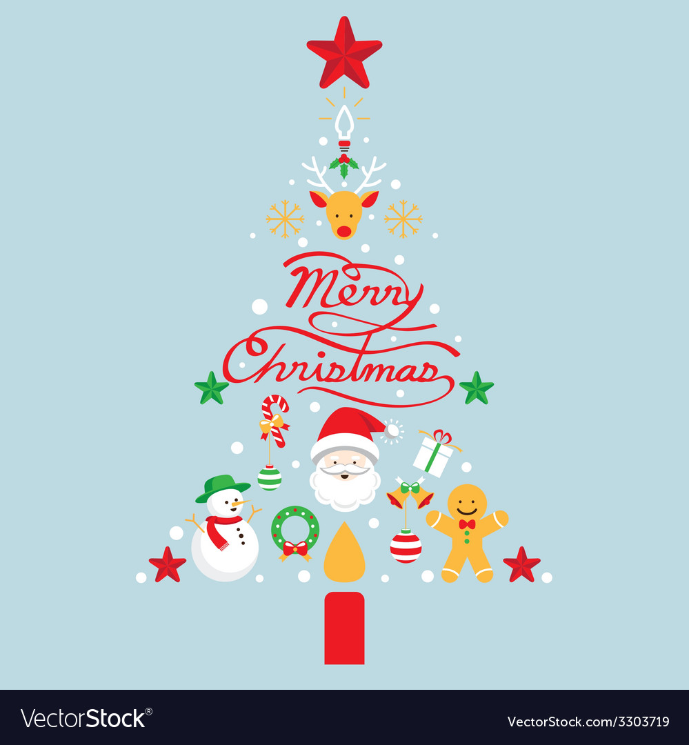 Christmas tree with icons decorate Royalty Free Vector Image