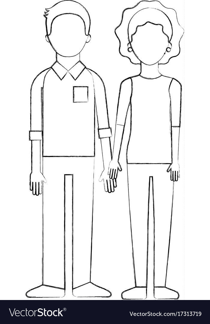 Couple of young people man and woman hold hands Vector Image