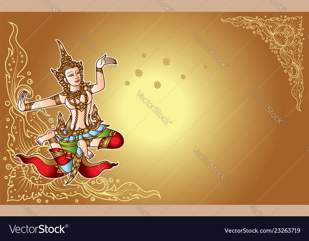 Dance Thai Fairy Angel Ancient Concept Banner Vector Image