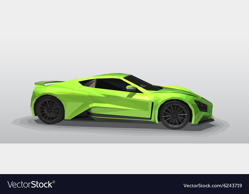 Green sport car - polygonal style