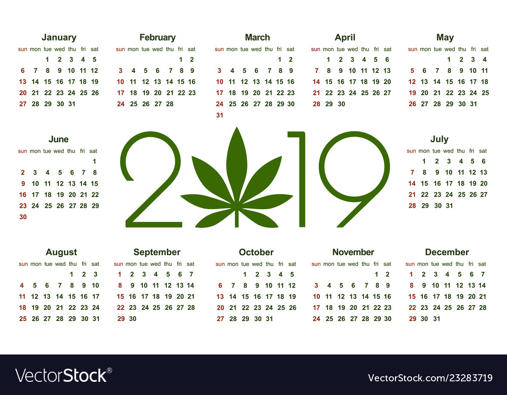 Marijuana calendar for 2019