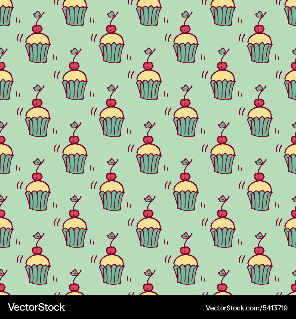 Pattern with ccupcakes Royalty Free Vector Image