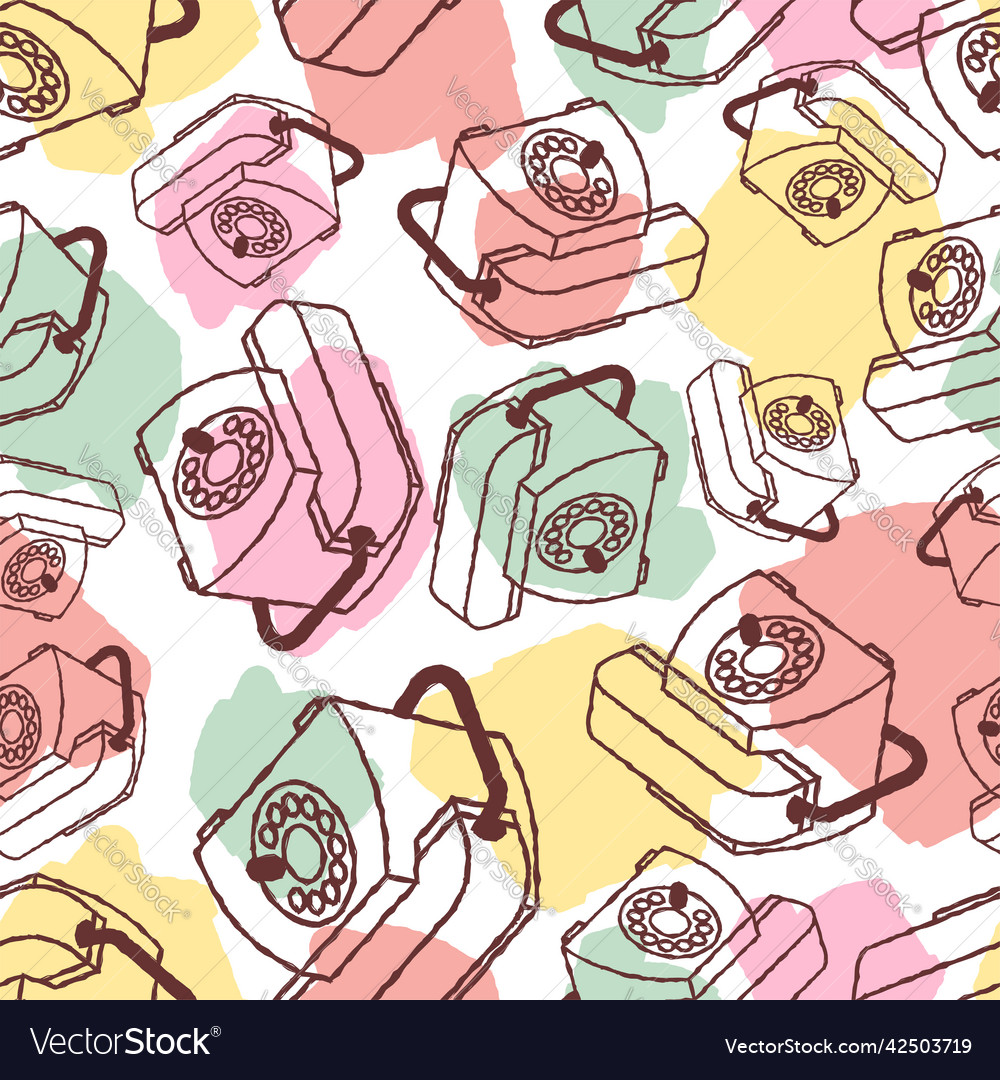 Retro phone pattern seamless telephone Royalty Free Vector