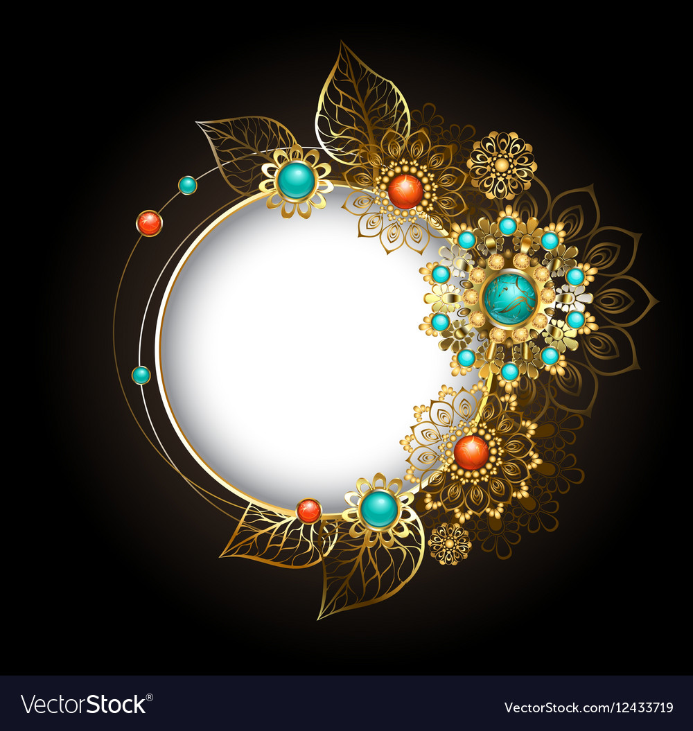 Round banner with gold ornaments ethnic Royalty Free Vector