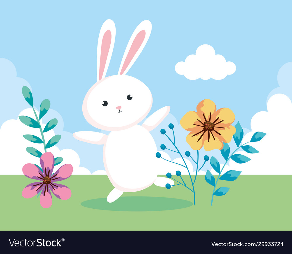 Cute rabbit easter in landscape