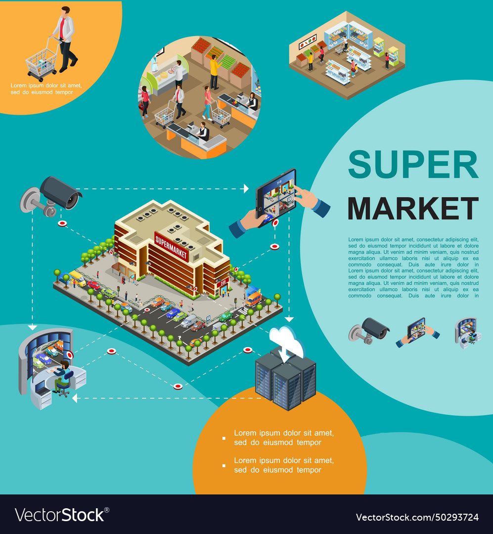 Isometric modern supermarket template