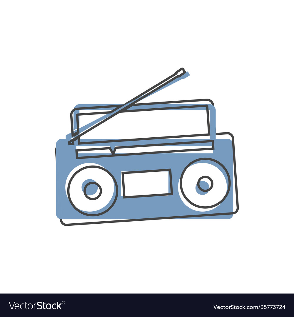 Radio icon on cartoon style white isolated