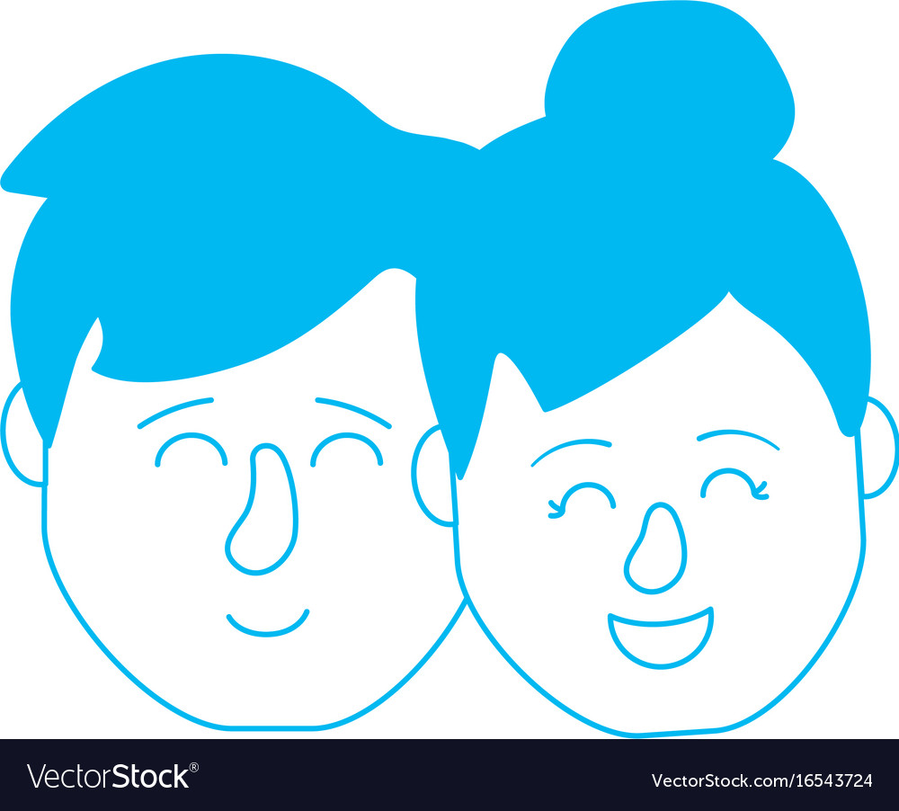 Silhouette avatar couple head with hairstyle Vector Image