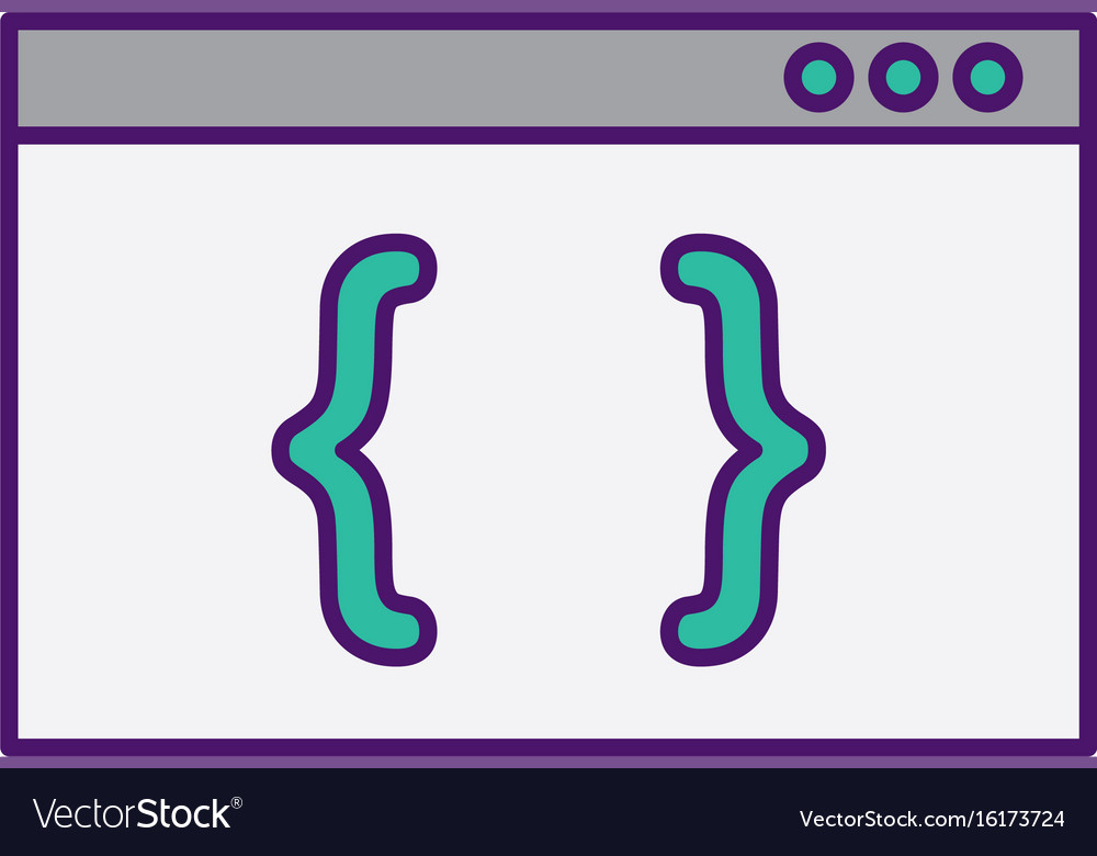 Template computer with brackets Royalty Free Vector Image