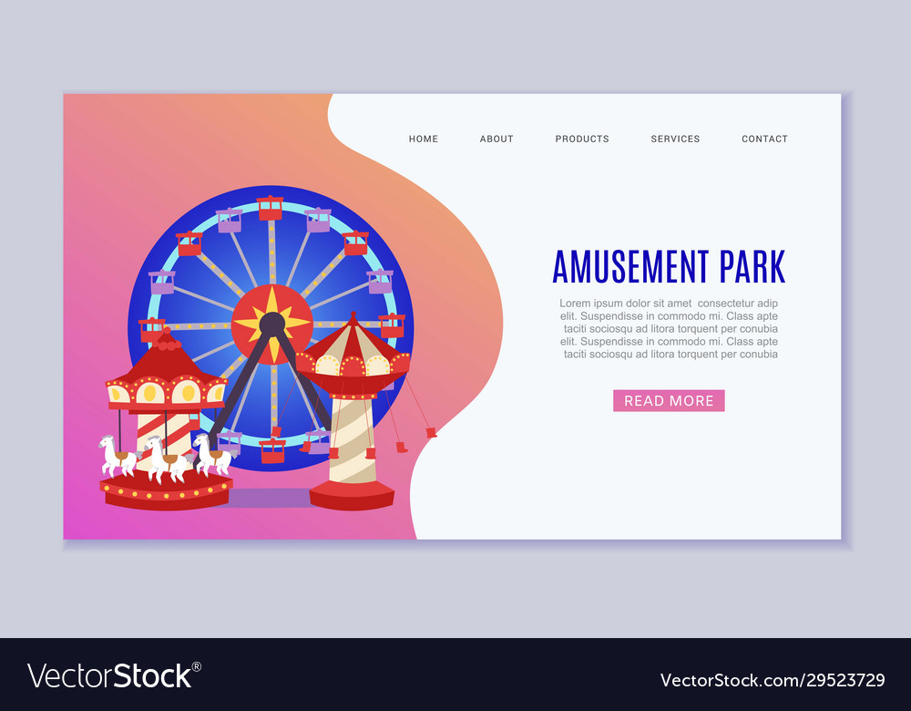 Amusement park web template Royalty Free Vector Image