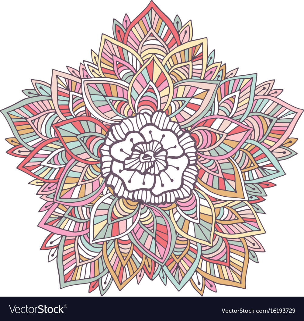 Colorful mandala ornament for coloring book