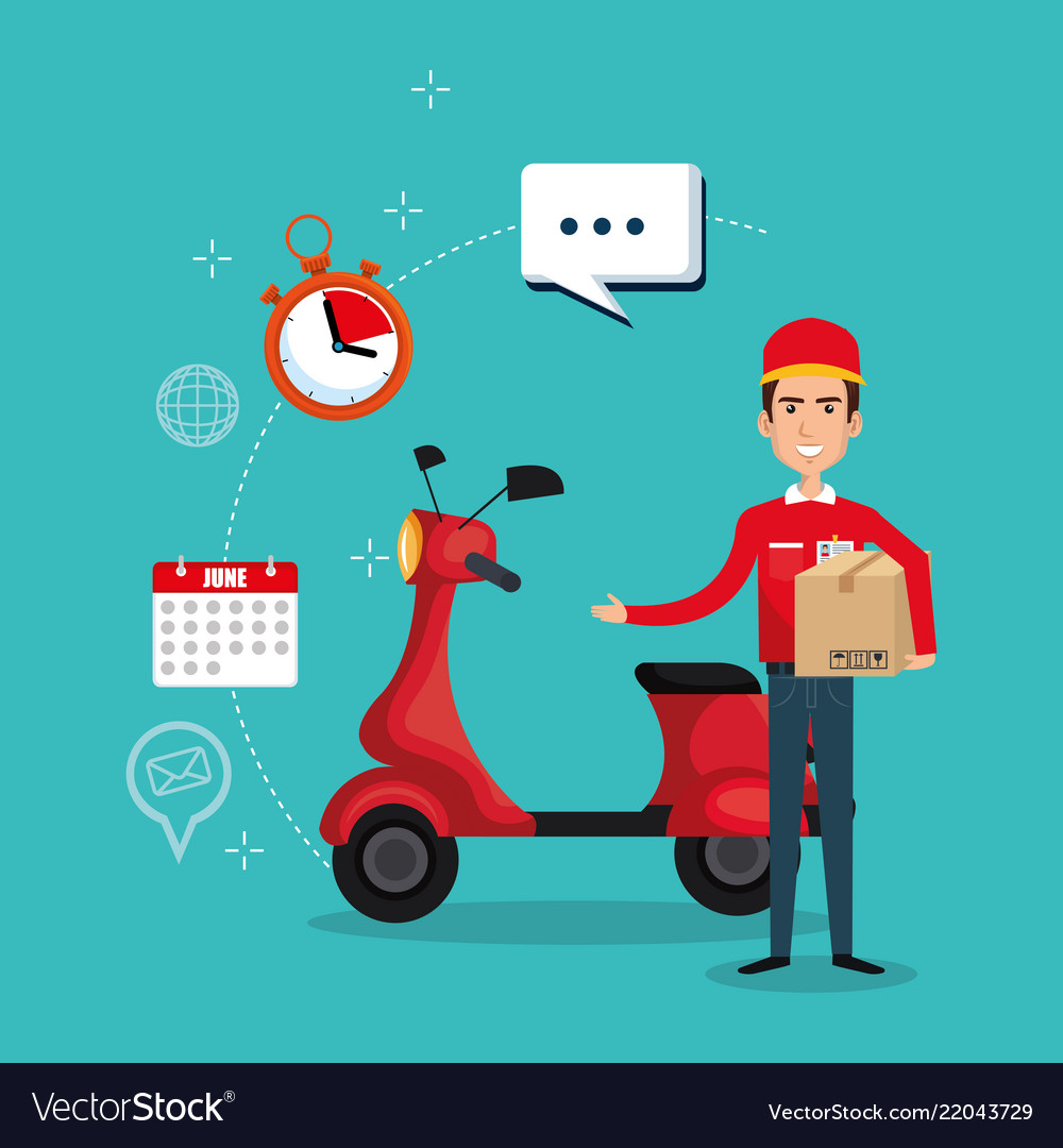 Delivery service worker character Royalty Free Vector Image