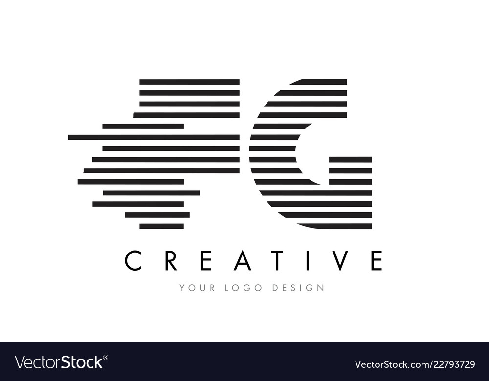 Fg f g zebra letter logo design with black