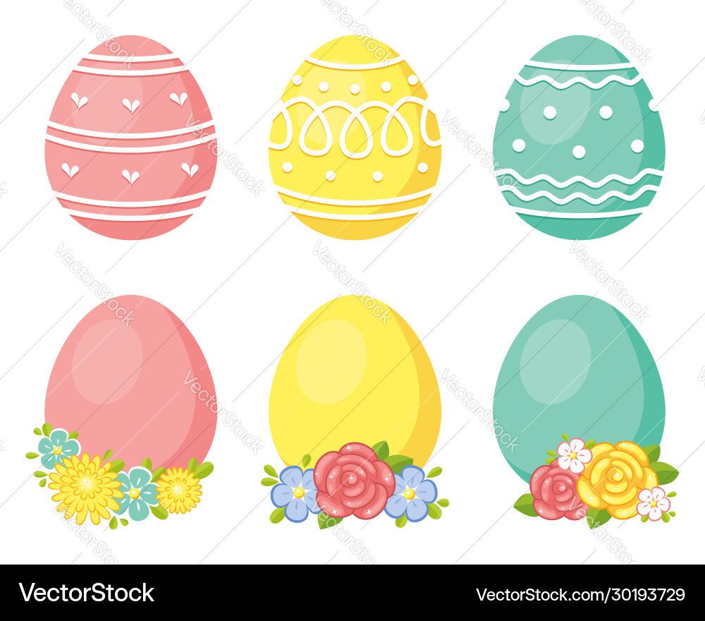 Happy easter eggs set Royalty Free Vector Image