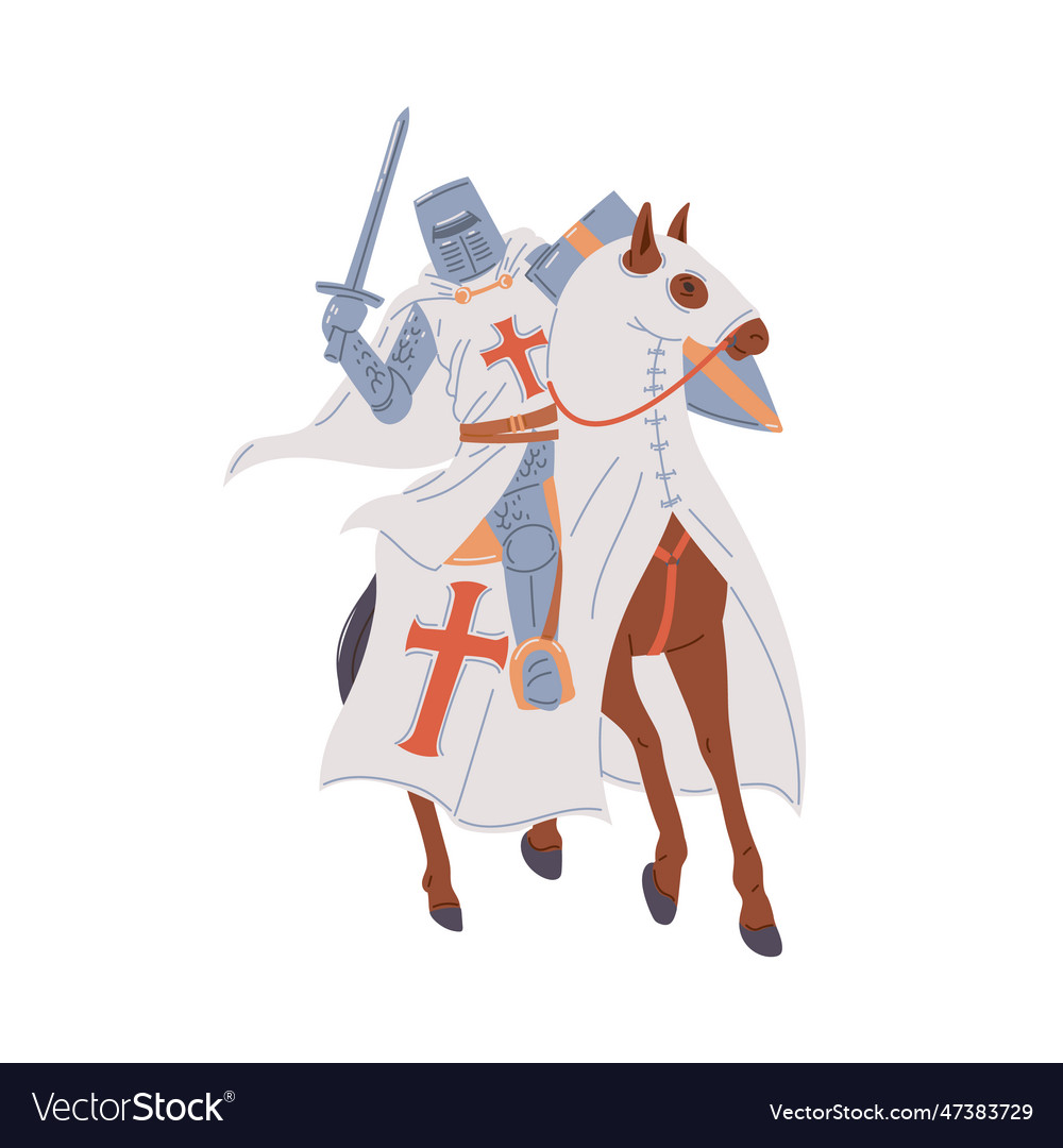 Of medieval knight in white Royalty Free Vector Image