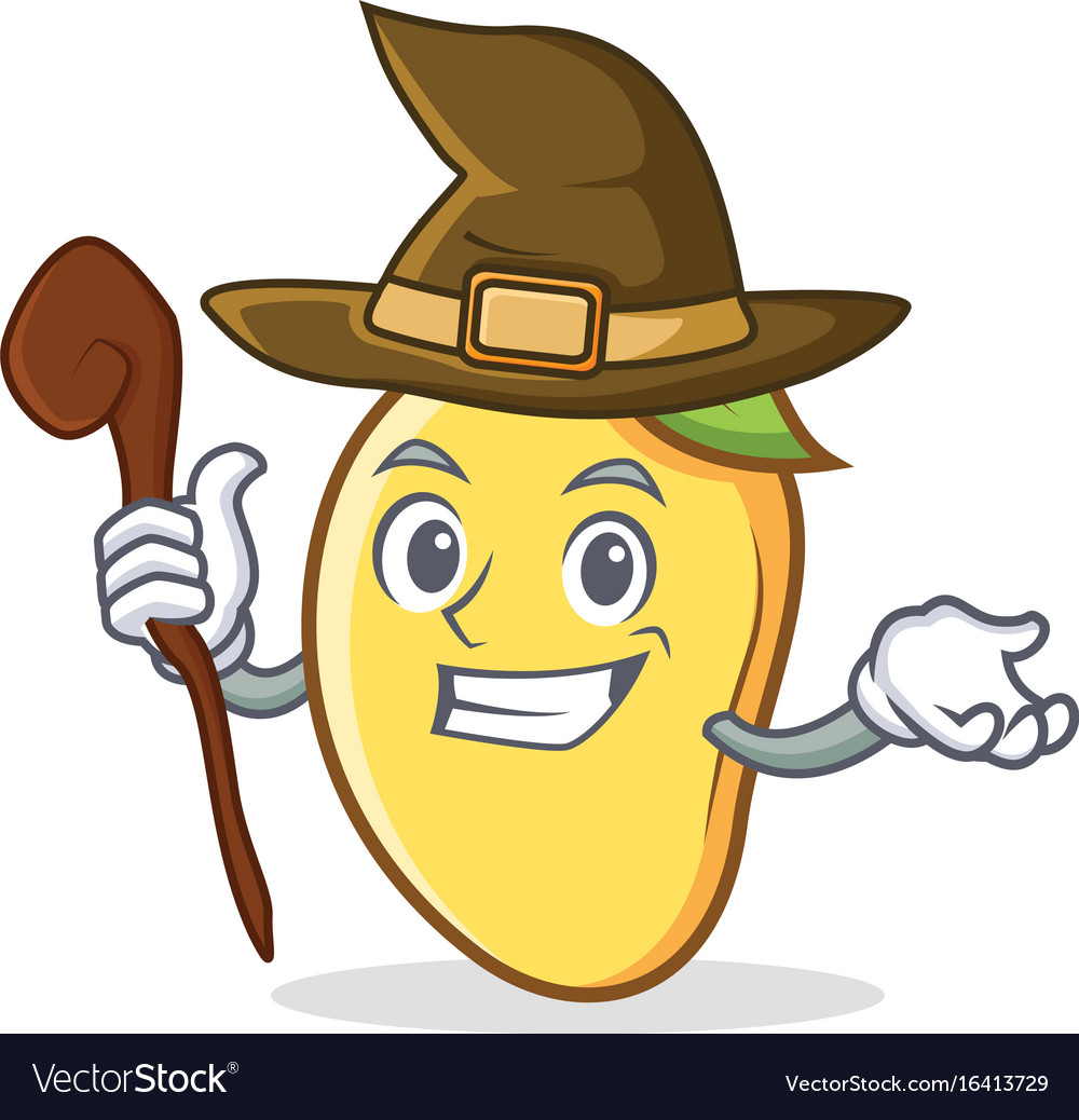 Witch mango character cartoon mascot Royalty Free Vector