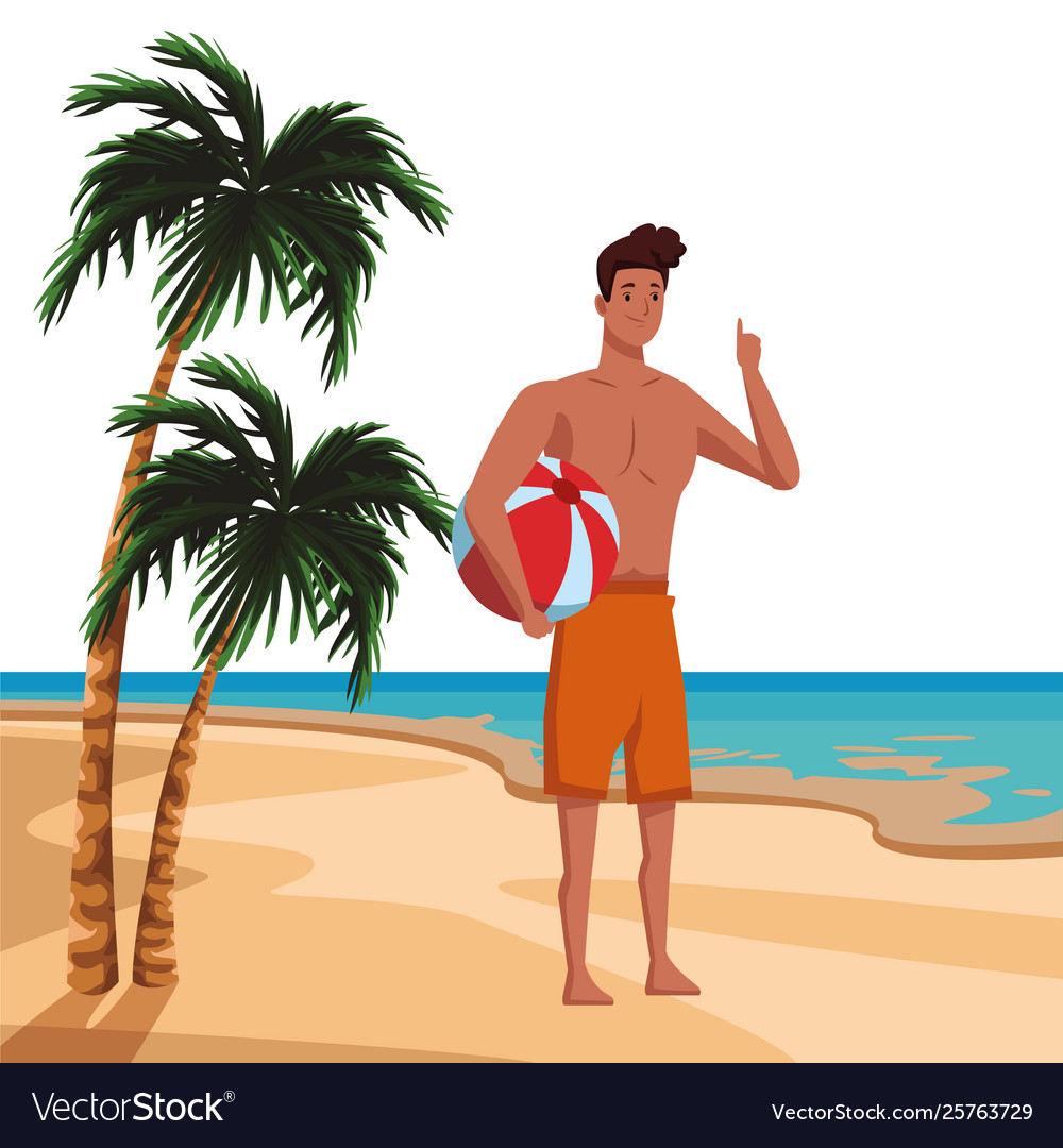 Young man in summer time cartoon