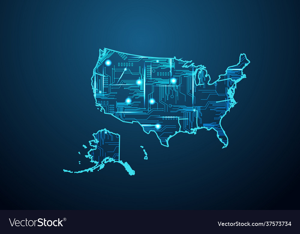 Abstract Futuristic Map Usa Circuit Board Vector Image Abstract Futuristic Map Usa Circuit Board Vector 37573734