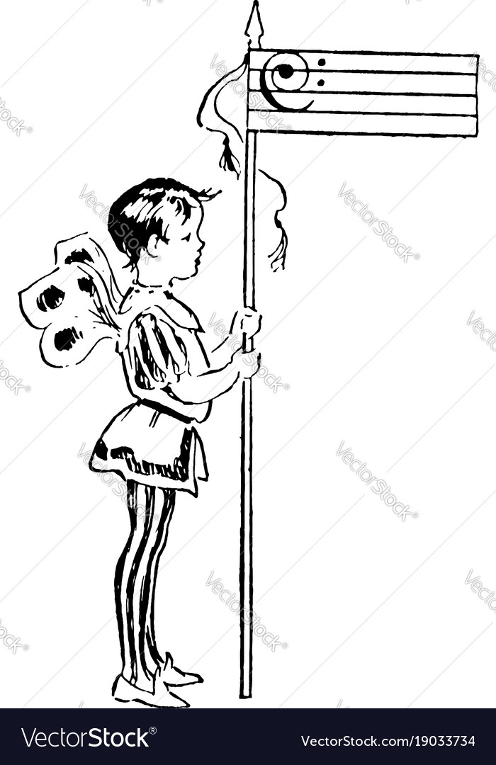 bass clef fairy with staff vintage bass cleff staff