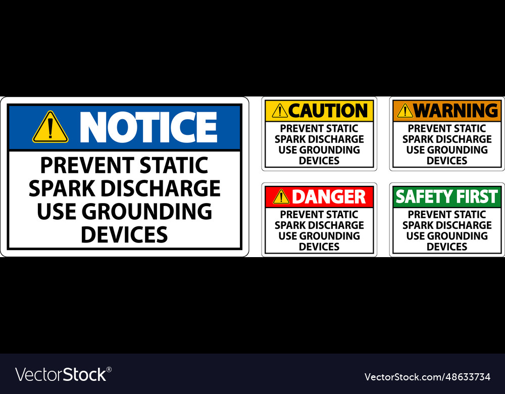 Caution sign prevent static spark discharge use Vector Image