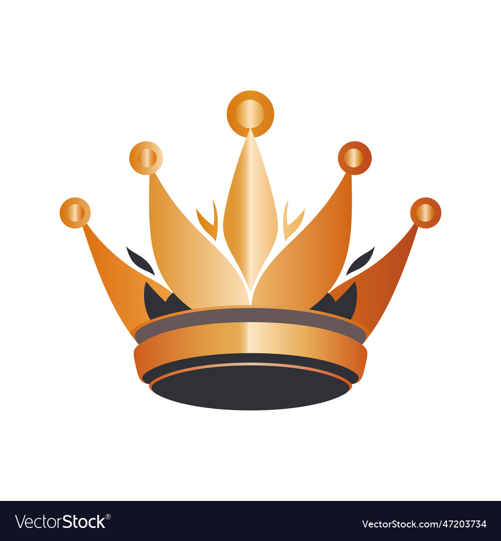 Crown icon golden king symbol isolated Royalty Free Vector