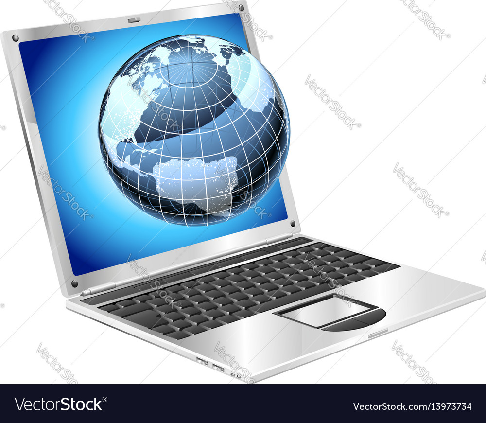 Laptop globe concept Royalty Free Vector Image