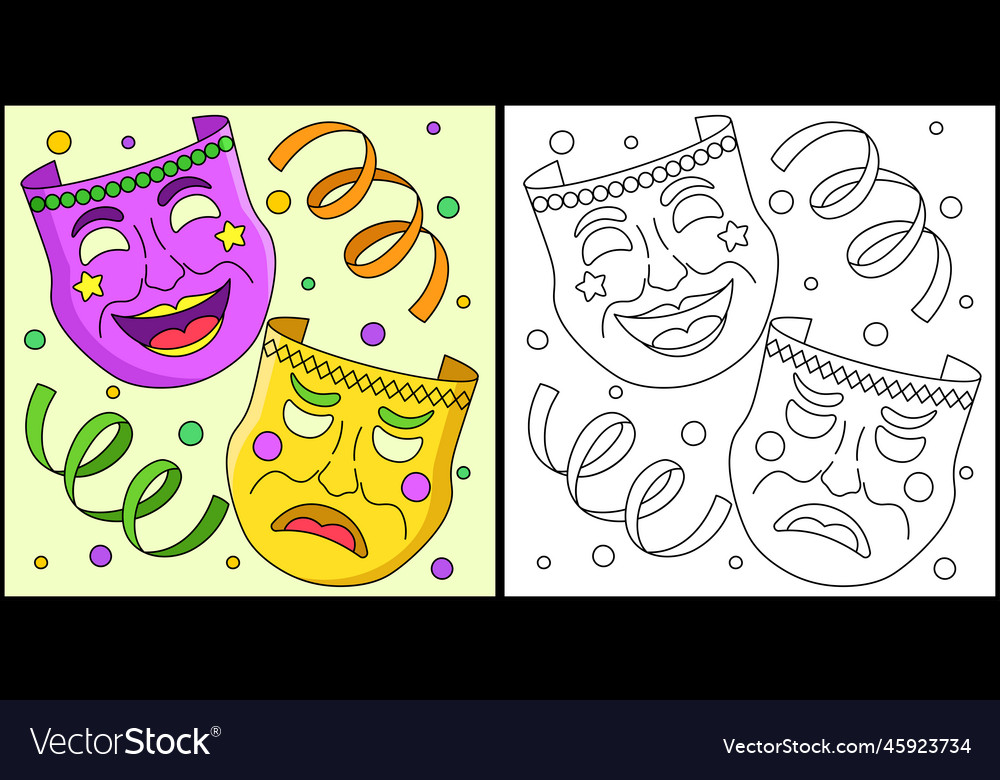 Mardi gras tragedy and comedy masks Royalty Free Vector