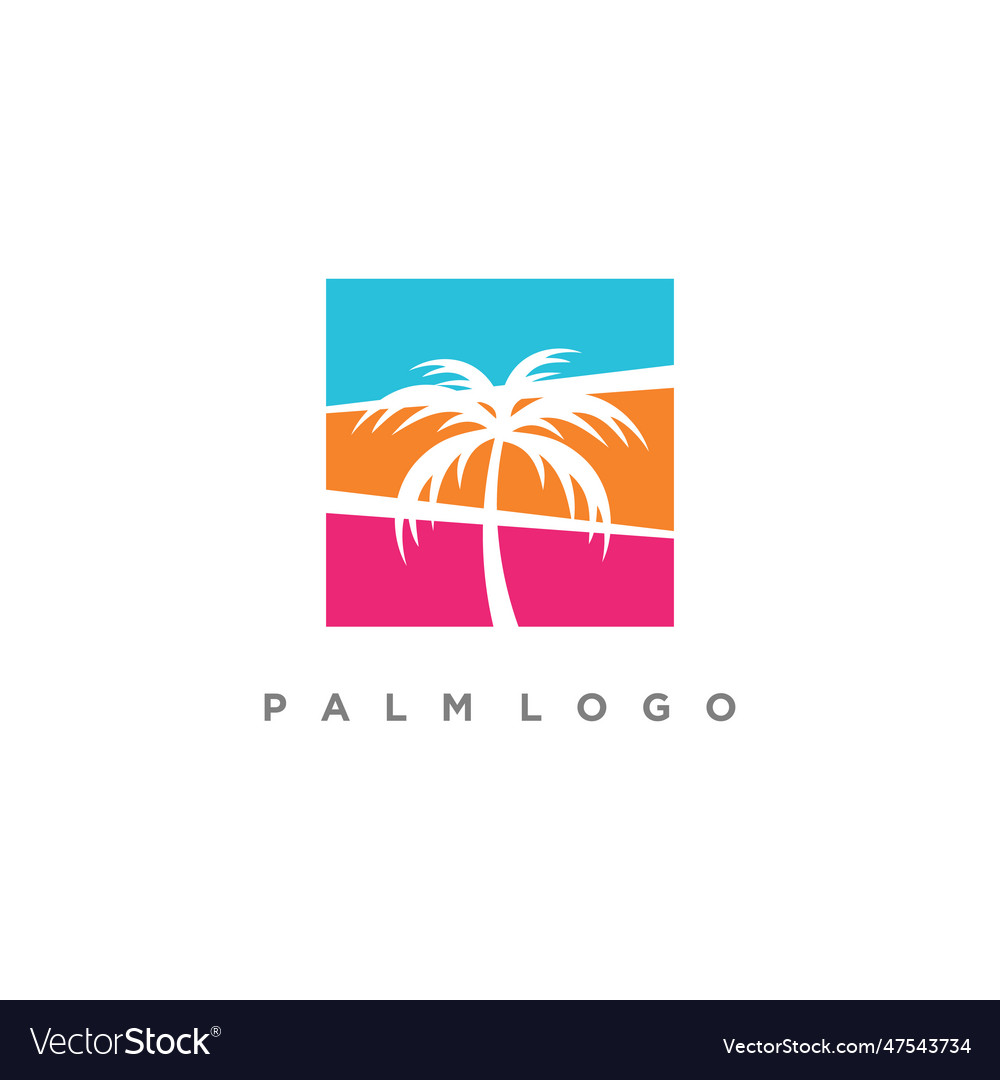 Palm tree with creative idea logo design Vector Image