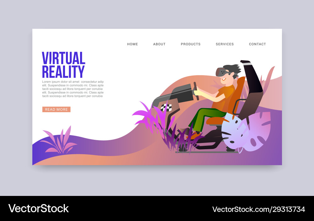 Virtual augmented reality web trmplate Royalty Free Vector