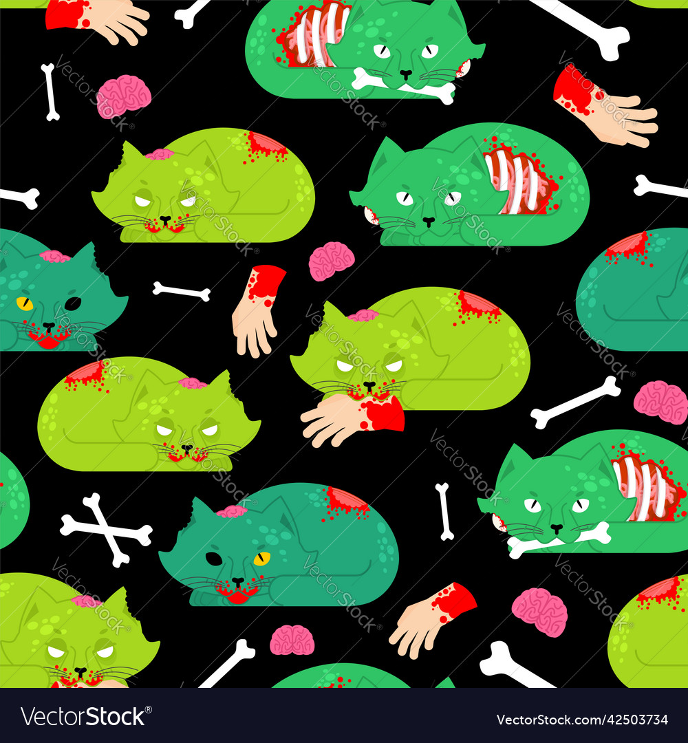 Zombie cat pattern seamless pet zombi background