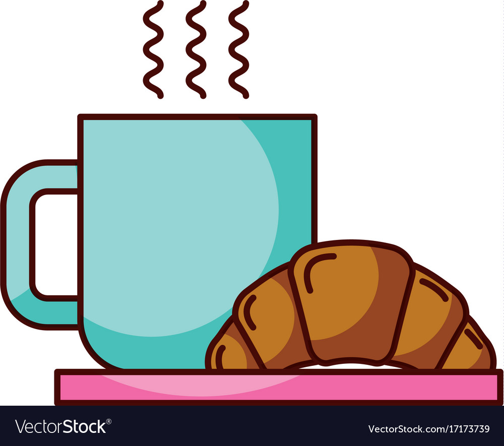 Coffee cup croissant dish breakfast food fresh hot