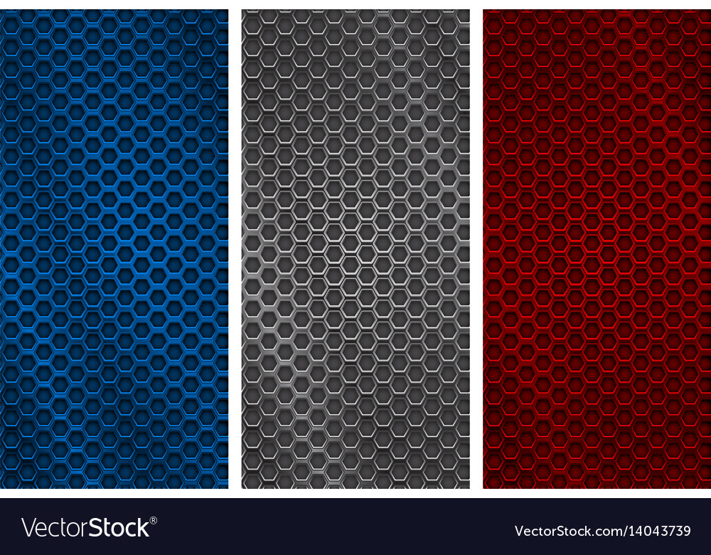 Metal perforated backgrounds blue silver and red